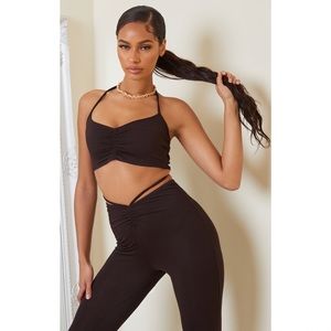 PrettyLittleThing Brown Bralet and Legging Set